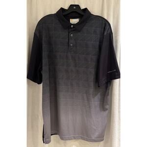 Nicklaus StayDri Poly Men's S/S Golf Shirt LG Gray Geometric w/Color Block A+